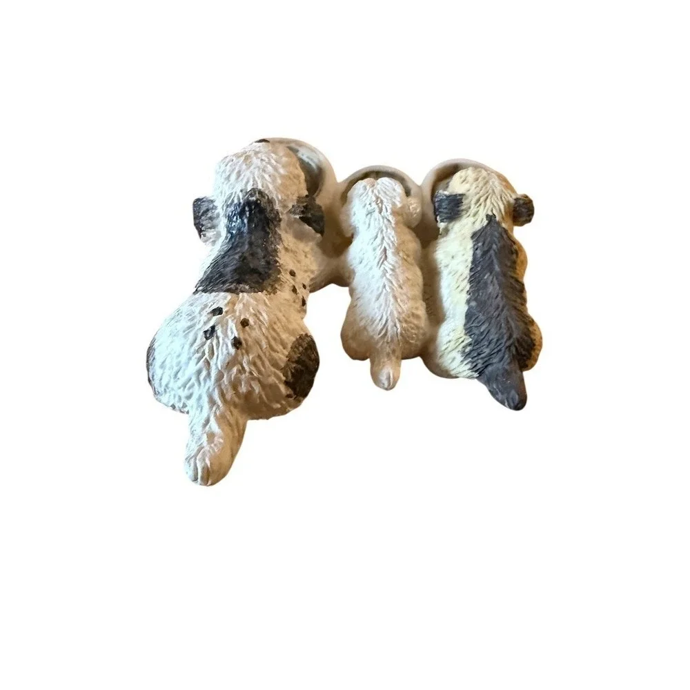 Vintage Hand-Painted Puppy Dog lover Trio Figurine Christmas Tabletop Decor 1996